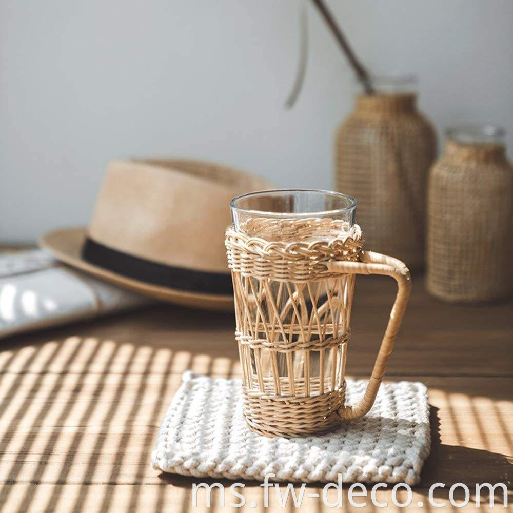 rattan wrapped glass